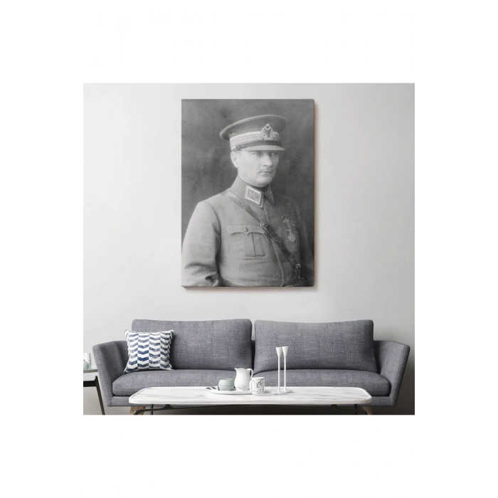 Atatürk Portre Tablosu Mustafa Kemal Atatürk Dikdörtgen Dekoratif Kanvas Tablo-CV-75