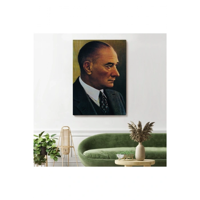 Atatürk Portre Tablosu Mustafa Kemal Atatürk Dikdörtgen Dekoratif Kanvas Tablo-DH-85