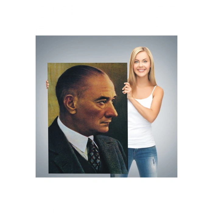 Atatürk Portre Tablosu Mustafa Kemal Atatürk Dikdörtgen Dekoratif Kanvas Tablo-DH-85