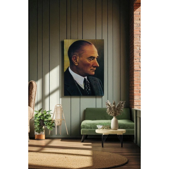 Atatürk Portre Tablosu Mustafa Kemal Atatürk Dikdörtgen Dekoratif Kanvas Tablo-DH-85