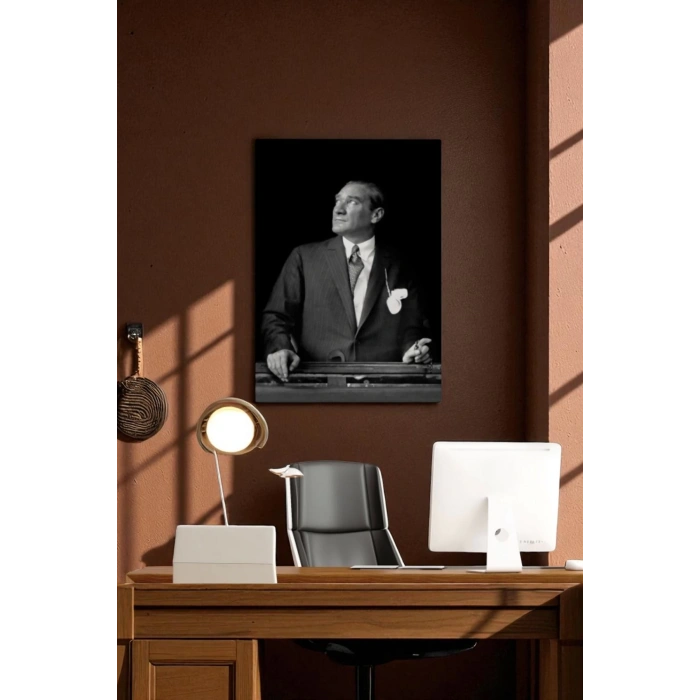 Atatürk Portre Tablosu Mustafa Kemal Atatürk Dikdörtgen Dekoratif Kanvas Tablo-DI-86