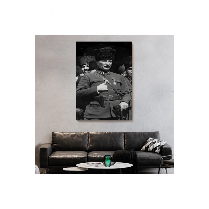 Atatürk Portre Tablosu Mustafa Kemal Atatürk Dikdörtgen Dekoratif Kanvas Tablo-EY-123