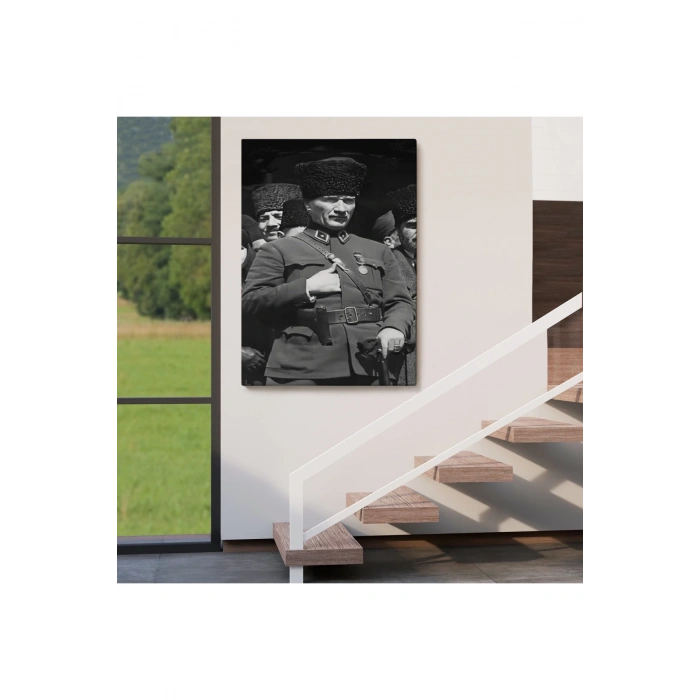Atatürk Portre Tablosu Mustafa Kemal Atatürk Dikdörtgen Dekoratif Kanvas Tablo-EY-123