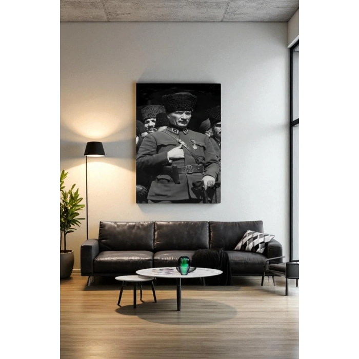 Atatürk Portre Tablosu Mustafa Kemal Atatürk Dikdörtgen Dekoratif Kanvas Tablo-EY-123
