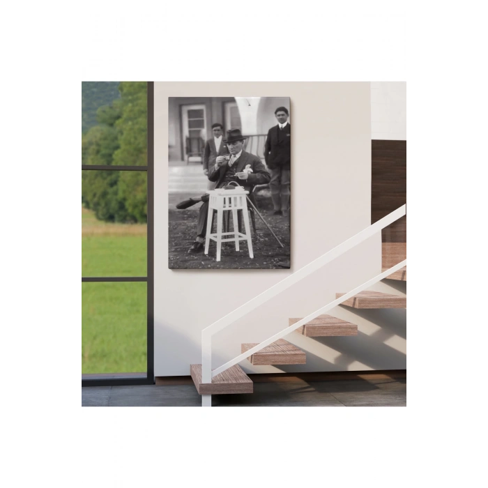 Atatürk Portre Tablosu Mustafa Kemal Atatürk Dikdörtgen Dekoratif Kanvas Tablo-EZ-124