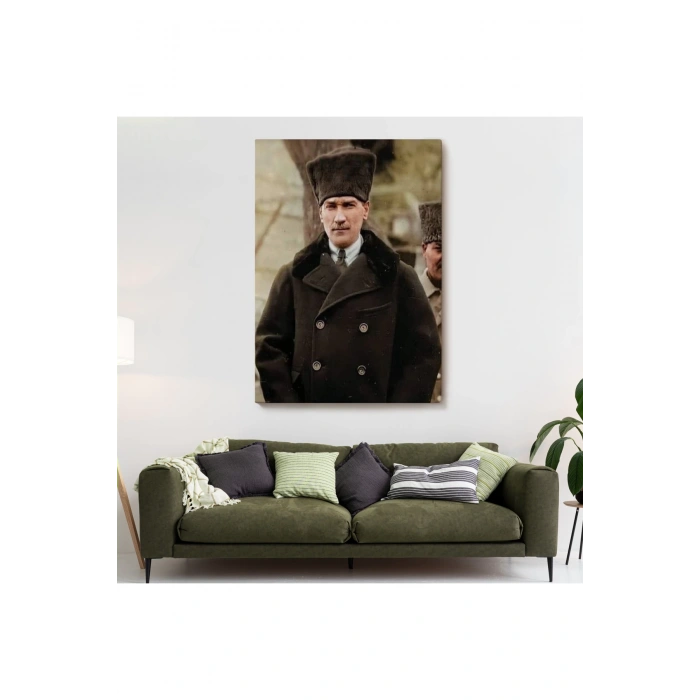 Atatürk Portre Tablosu Mustafa Kemal Atatürk Dikdörtgen Dekoratif Kanvas Tablo-FA-125