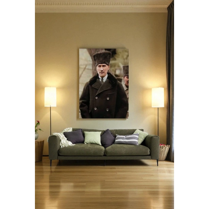 Atatürk Portre Tablosu Mustafa Kemal Atatürk Dikdörtgen Dekoratif Kanvas Tablo-FA-125
