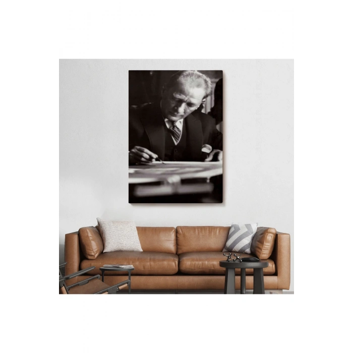 Atatürk Portre Tablosu Mustafa Kemal Atatürk Dikdörtgen Dekoratif Kanvas Tablo-FB-126