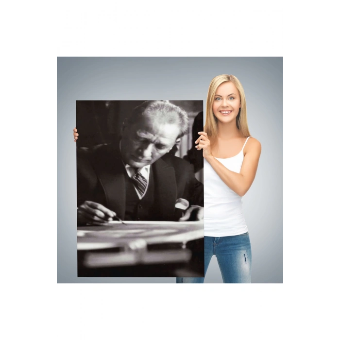 Atatürk Portre Tablosu Mustafa Kemal Atatürk Dikdörtgen Dekoratif Kanvas Tablo-FB-126