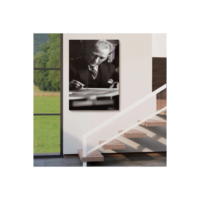Atatürk Portre Tablosu Mustafa Kemal Atatürk Dikdörtgen Dekoratif Kanvas Tablo-FB-126