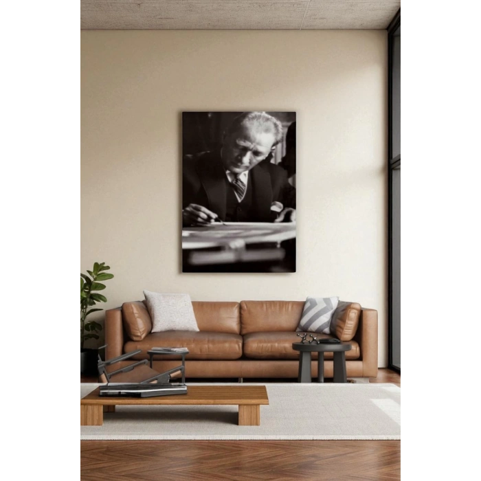 Atatürk Portre Tablosu Mustafa Kemal Atatürk Dikdörtgen Dekoratif Kanvas Tablo-FB-126