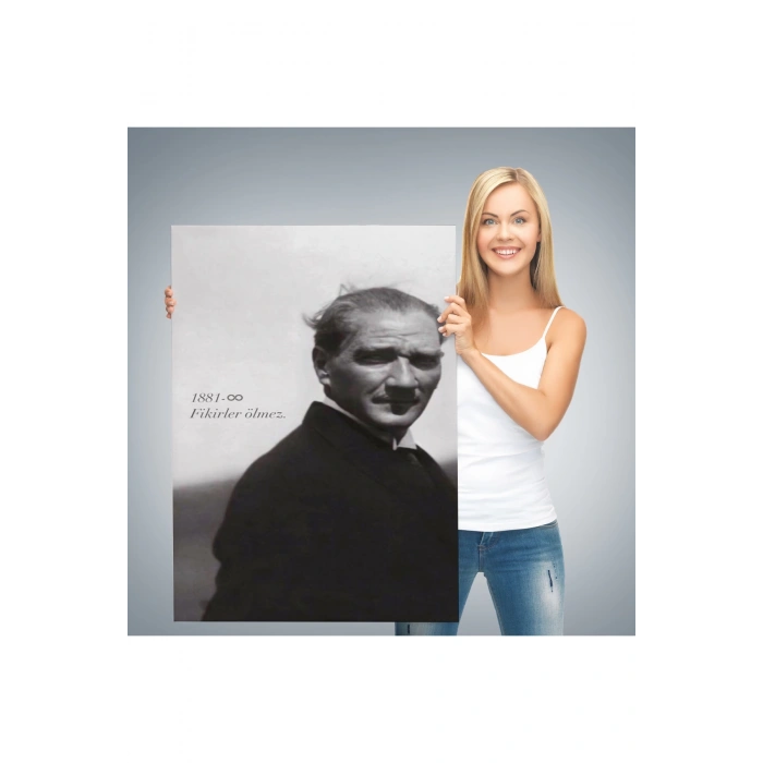 Atatürk Portre Tablosu Mustafa Kemal Atatürk Dikdörtgen Dekoratif Kanvas Tablo-FD-128