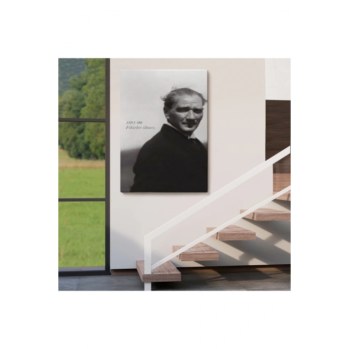 Atatürk Portre Tablosu Mustafa Kemal Atatürk Dikdörtgen Dekoratif Kanvas Tablo-FD-128