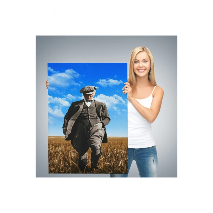 Atatürk Portre Tablosu Mustafa Kemal Atatürk Dikdörtgen Dekoratif Kanvas Tablo-FE-129