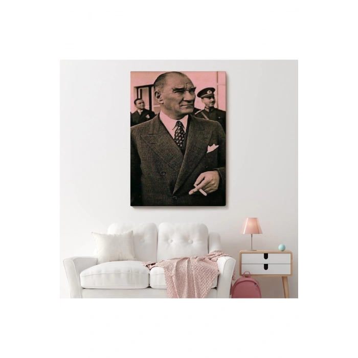 Atatürk Portre Tablosu Mustafa Kemal Atatürk Dikdörtgen Dekoratif Kanvas Tablo-FH-132