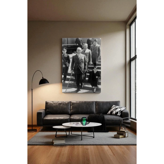 Atatürk Portre Tablosu Mustafa Kemal Atatürk Dikdörtgen Dekoratif Kanvas Tablo-FI-133