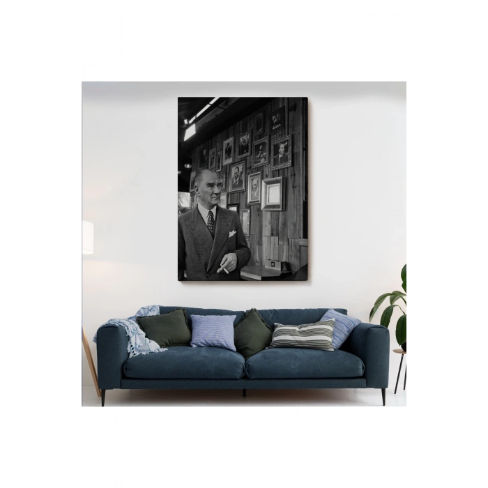 Atatürk Portre Tablosu Mustafa Kemal Atatürk Dikdörtgen Dekoratif Kanvas Tablo-FK-135