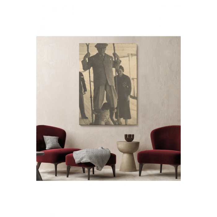 Atatürk Portre Tablosu Mustafa Kemal Atatürk Dikdörtgen Dekoratif Kanvas Tablo-FO-138