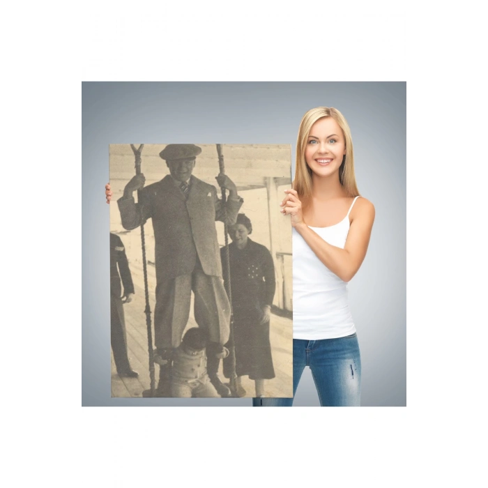 Atatürk Portre Tablosu Mustafa Kemal Atatürk Dikdörtgen Dekoratif Kanvas Tablo-FO-138