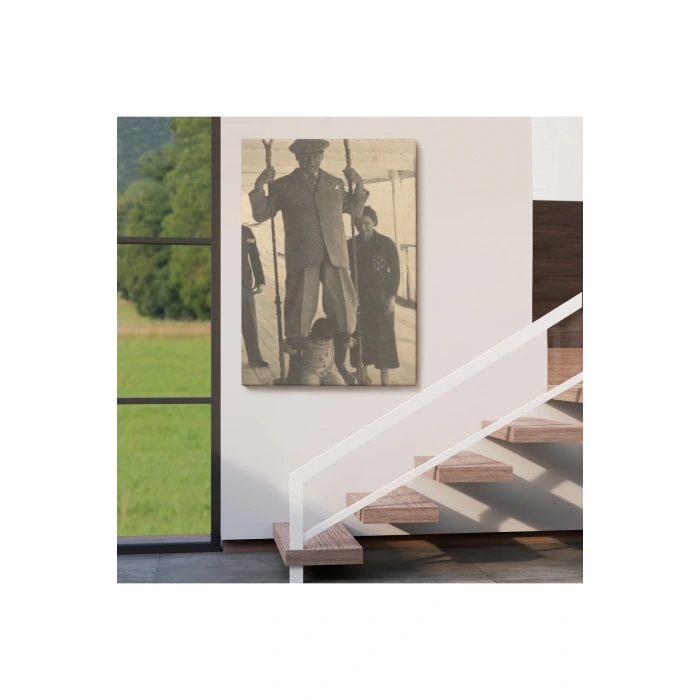 Atatürk Portre Tablosu Mustafa Kemal Atatürk Dikdörtgen Dekoratif Kanvas Tablo-FO-138