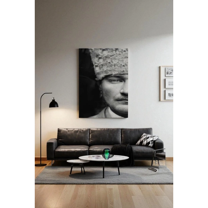 Atatürk Portre Tablosu Mustafa Kemal Atatürk Dikdörtgen Dekoratif Kanvas Tablo-FP-140
