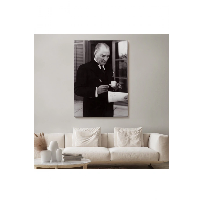 Atatürk Portre Tablosu Mustafa Kemal Atatürk Dikdörtgen Dekoratif Kanvas Tablo-FR-141