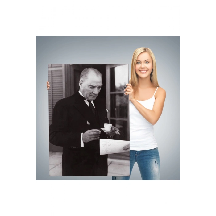 Atatürk Portre Tablosu Mustafa Kemal Atatürk Dikdörtgen Dekoratif Kanvas Tablo-FR-141