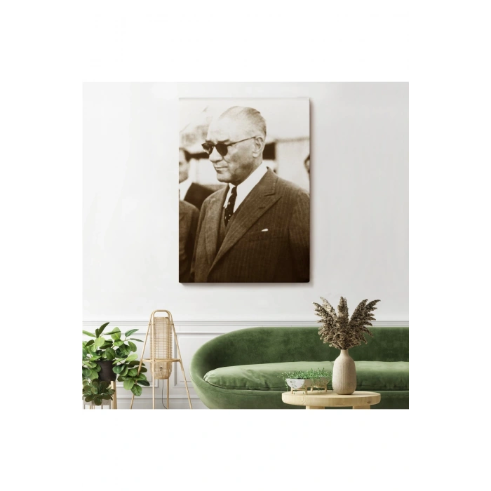 Atatürk Portre Tablosu Mustafa Kemal Atatürk Dikdörtgen Dekoratif Kanvas Tablo-FŞ-143