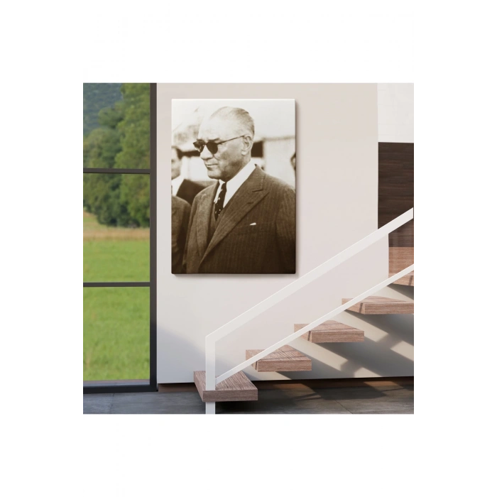 Atatürk Portre Tablosu Mustafa Kemal Atatürk Dikdörtgen Dekoratif Kanvas Tablo-FŞ-143