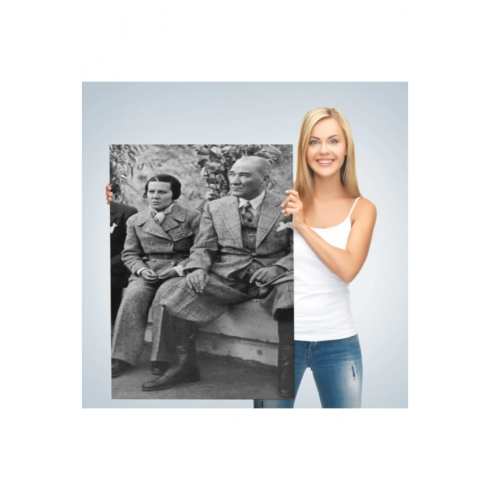 Atatürk Portre Tablosu Mustafa Kemal Atatürk Dikdörtgen Dekoratif Kanvas Tablo-FT-144