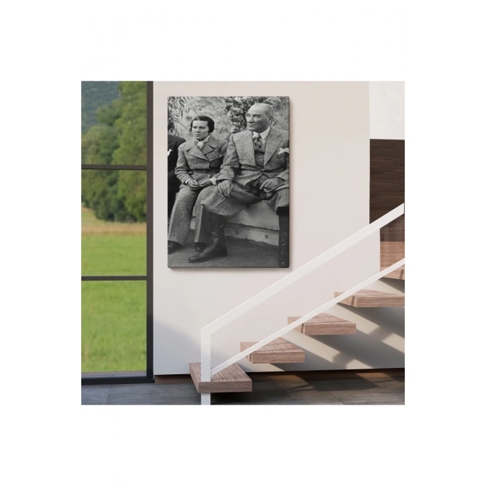 Atatürk Portre Tablosu Mustafa Kemal Atatürk Dikdörtgen Dekoratif Kanvas Tablo-FT-144