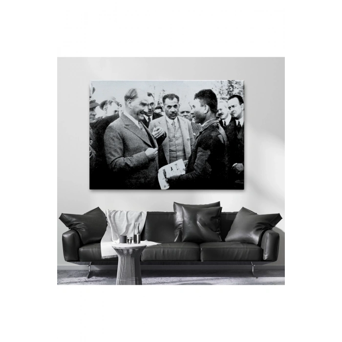 Atatürk Portre Tablosu Mustafa Kemal Atatürk Dikdörtgen Dekoratif Kanvas Tablo-FU-145
