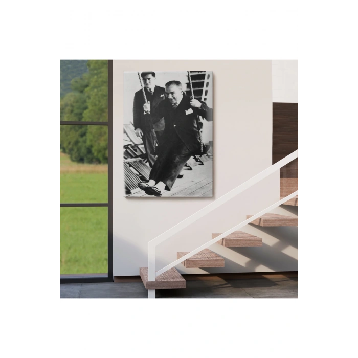 Atatürk Portre Tablosu Mustafa Kemal Atatürk Dikdörtgen Dekoratif Kanvas Tablo-FÜ-146