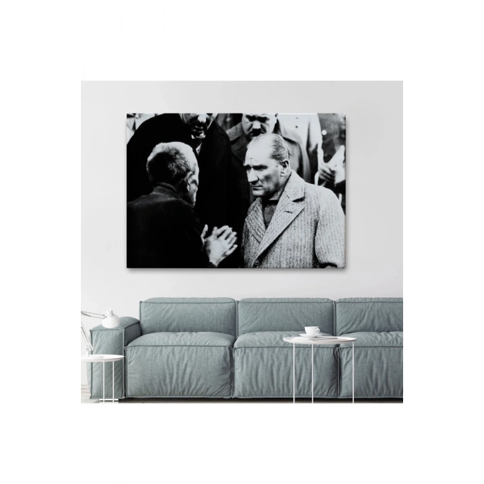 Atatürk Portre Tablosu Mustafa Kemal Atatürk Dikdörtgen Dekoratif Kanvas Tablo-FV-147