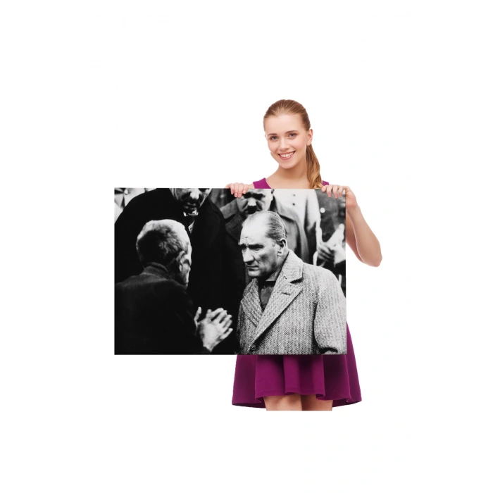 Atatürk Portre Tablosu Mustafa Kemal Atatürk Dikdörtgen Dekoratif Kanvas Tablo-FV-147
