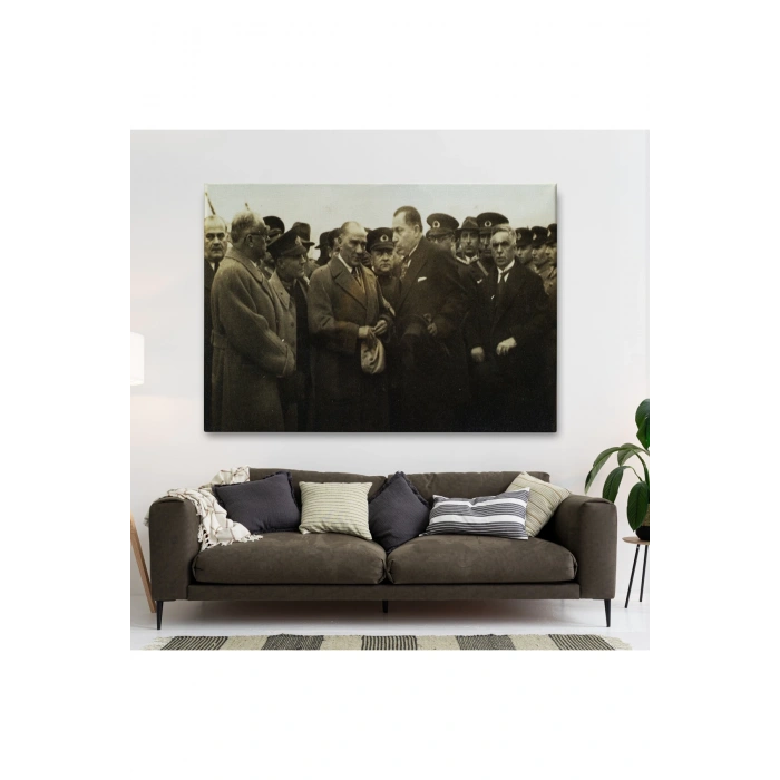 Atatürkün Anadoluyu Ziyareti Mustafa Kemal Atatürk Dikdörtgen Dekoratif Kanvas Tablo-CÜ-74