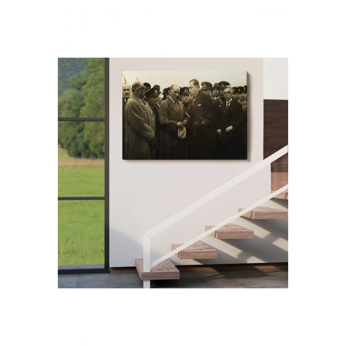 Atatürkün Anadoluyu Ziyareti Mustafa Kemal Atatürk Dikdörtgen Dekoratif Kanvas Tablo-CÜ-74