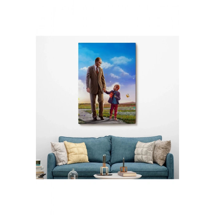 Atatürk ve Çocuk El ele Kanvas Tablo-GA-150