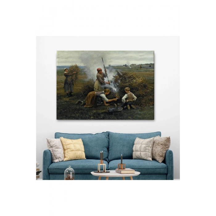 Ateş Yakmaya Çalışan Ukraynalı Köylüler Tablosu-6538