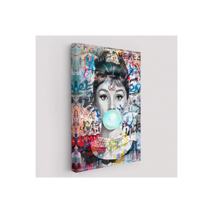 Audrey Hepburn Graffiti Pop Art Duvar Tablosu-6470