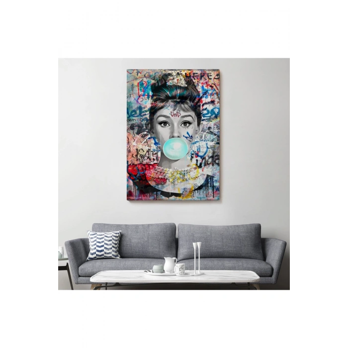 Audrey Hepburn Graffiti Pop Art Duvar Tablosu-6470