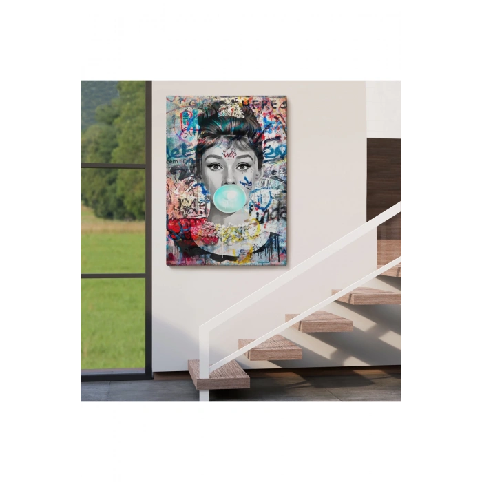 Audrey Hepburn Graffiti Pop Art Duvar Tablosu-6470