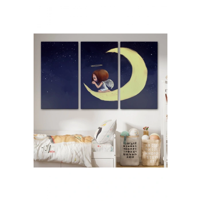 Ayda Diz Çöküp Dua Eden Melek Kızın Tablosu-1210