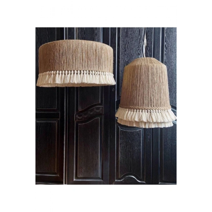 Aydınlatma Bohem Jüt Dolama Makrome Püsküllü Davul Avize