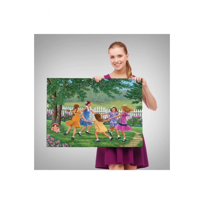 Bahçede Oynayan Kız Çocukları Tablosu-6532