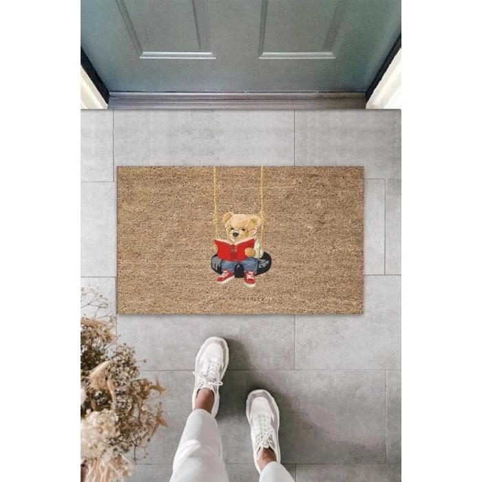 Bej Kapı Önü Paspası Enjoy Reading Ayıcık Desen  K-3320