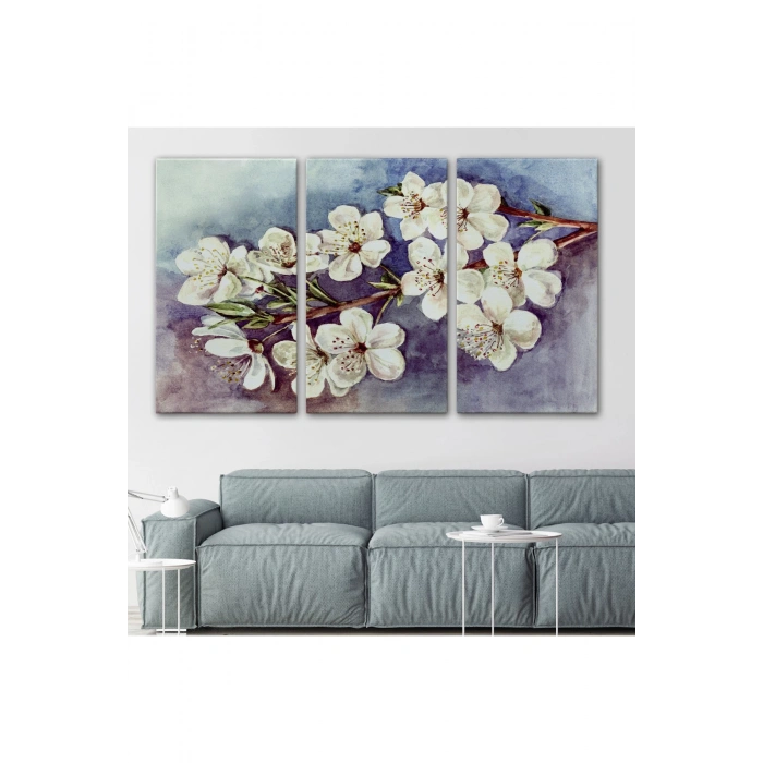 Beyaz Erik Çiçekleri Duvar Tablosu-1234