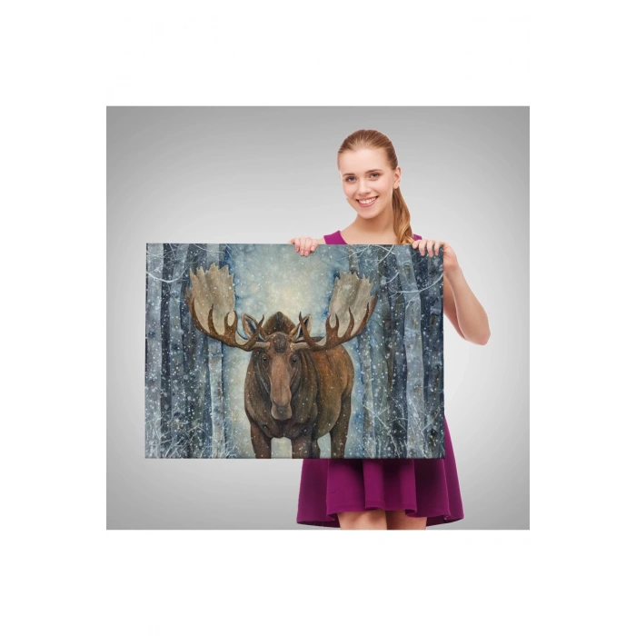 Bulutlaların Üzerindeki Renkli Balonları Tutan Kız Tablosu-6643