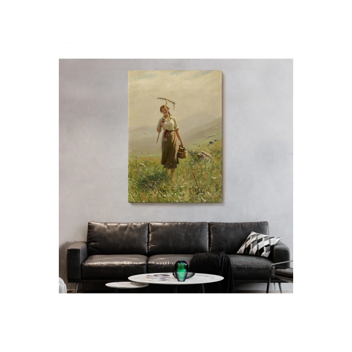 Çayırda Yüreyen Köylü Kızı Duvar Tablosu-6324