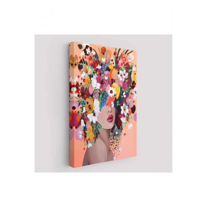Çiçek Saçlı Kadın Dekoratif Kanvas Duvar Tablosu -6373